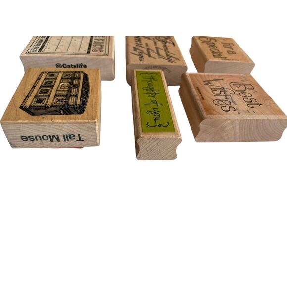 Wood Rubber Stamps Lot Stampin' Up Catslife Press Kolette Hall Sentiments Friend - Picture 2 of 7